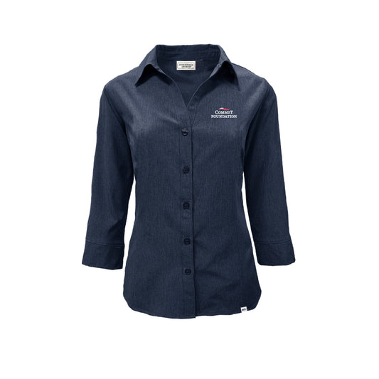 Commit Foundation Womens 3/4 Sleeve Button-Down